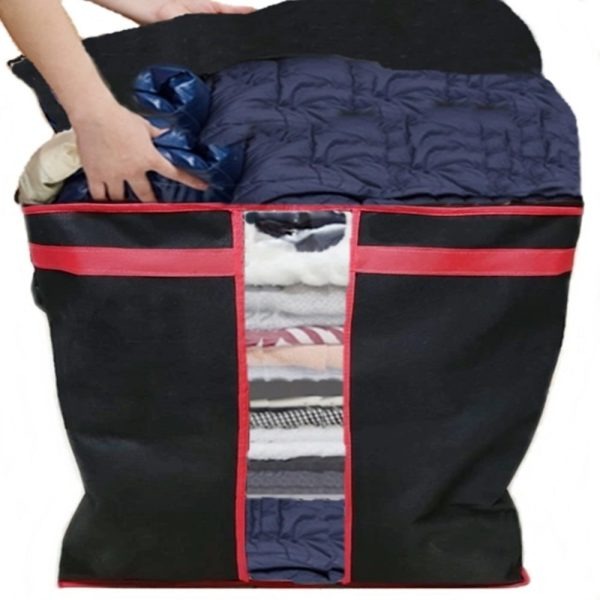 Black Storage Blanket Bag Organizer Folding Bag Organizer, Cloth Storage Boxes For Wardrobe. (Good Quality) - pack of 1