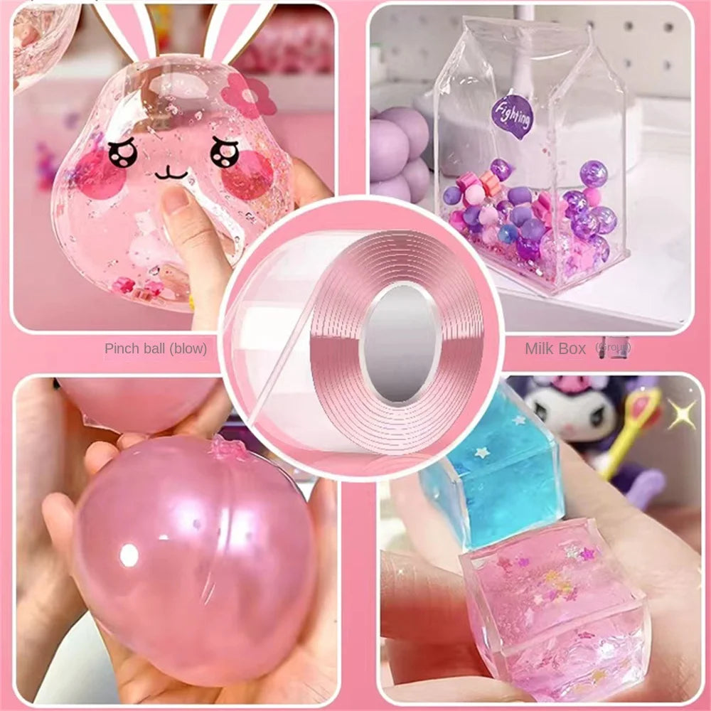 Multipurpose Tape for DIY Craft Children Colorful Pinch Toy Making Blowing Bubble Sticky Traceless Tape Toy 3 Mtr