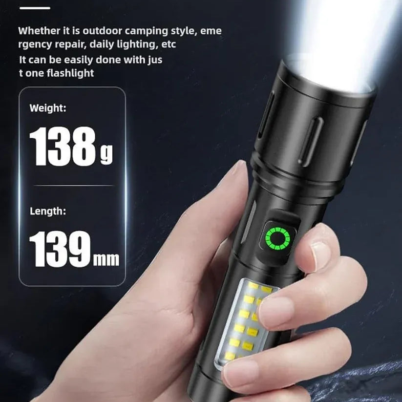 X-Balong BL-603-TG Rechargeable LED Flashlight Powerful Portable Aluminum Alloy Zoom Torch With Long Battery Life And Bright Light