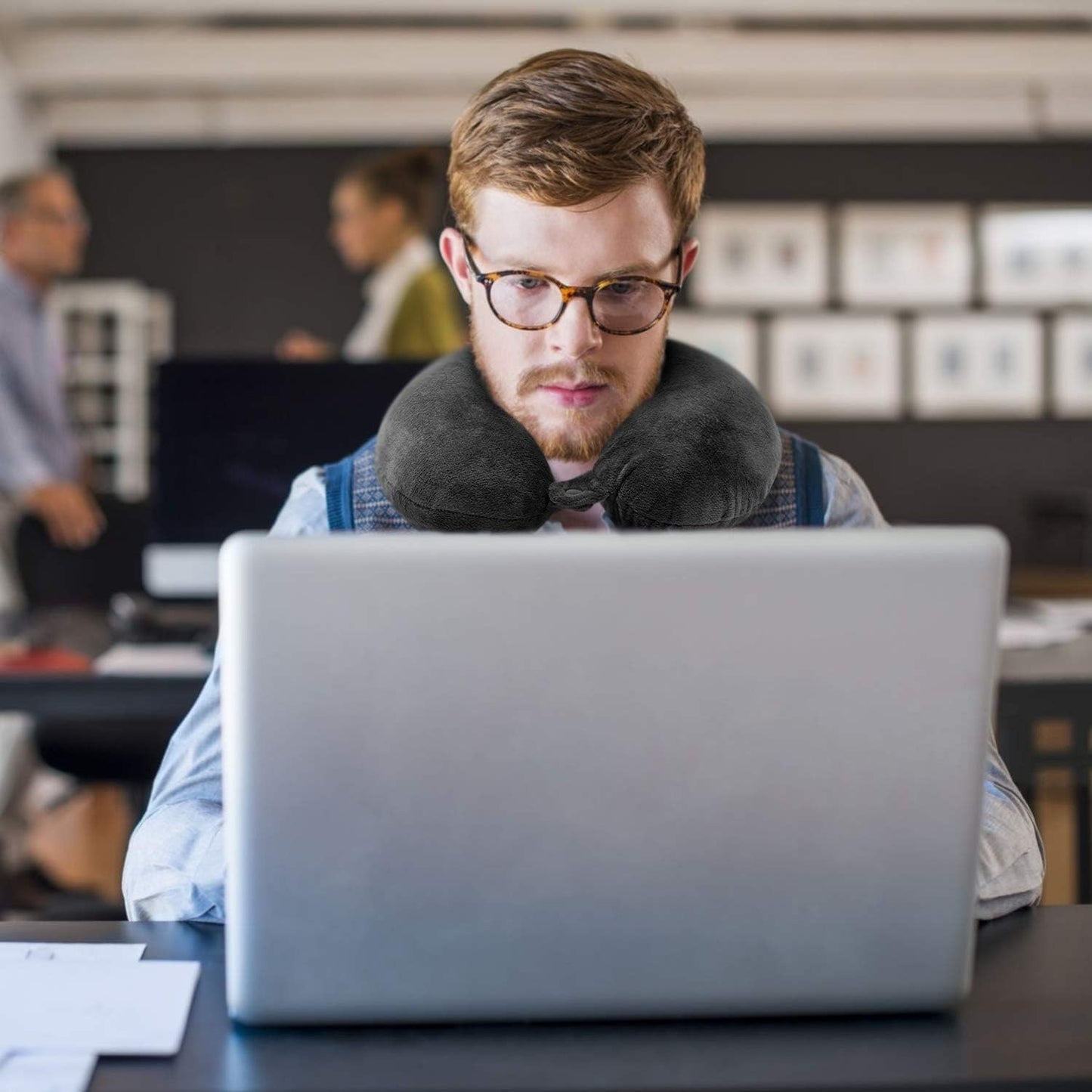 100% Pure Memory Foam Travel Pillow – Soft Neck & Head Support Cushion for Airplane, Car, Home & Office (Black)