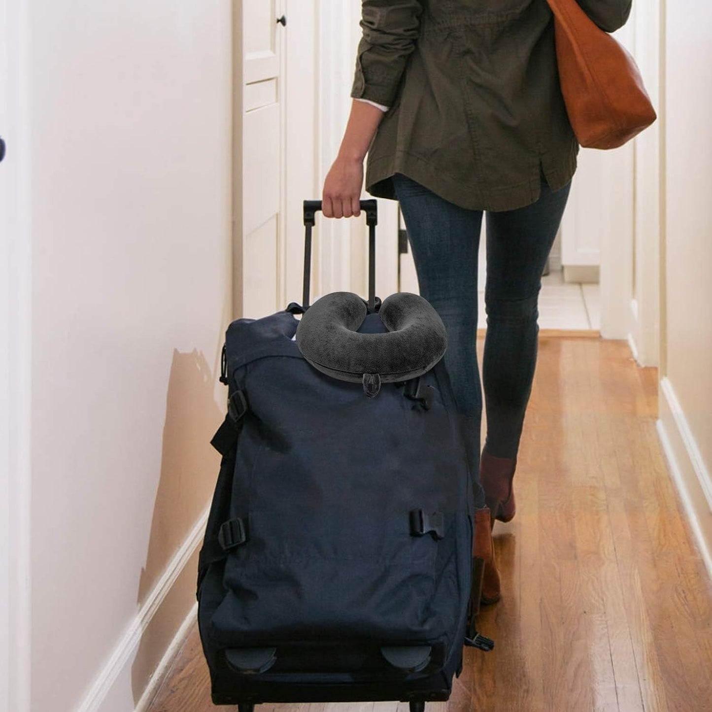 100% Pure Memory Foam Travel Pillow – Soft Neck & Head Support Cushion for Airplane, Car, Home & Office (Black)