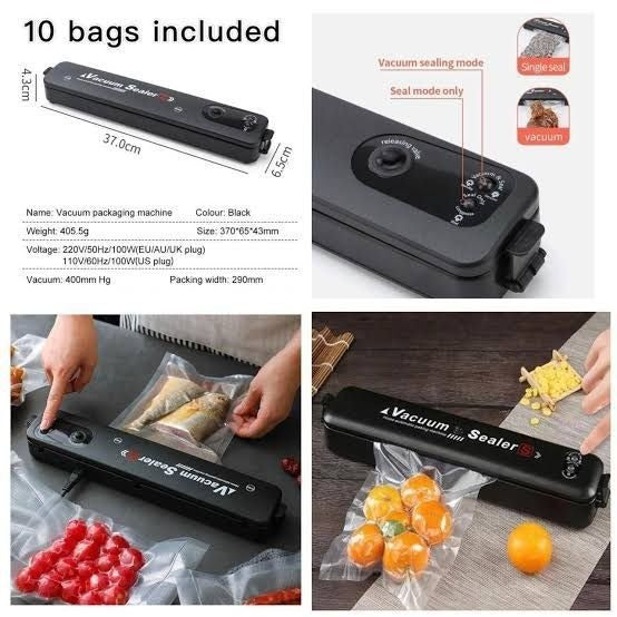 Vacuum Sealer Hand Machine ZKFK-001 | Automatic Food Sealer with 5 Vacuum Bags for Fresh Food Storage & Kitchen Organization