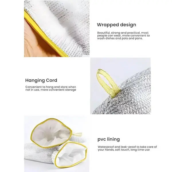 (2pcs) Wire Dishwashing Gloves | Dishwashing Rags For Wet And Dry Non-scratch Wire Dish Cloths For Washing Dishes, Kitchen (random color) - Pack of 2